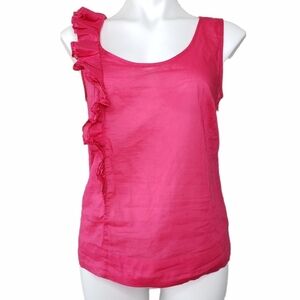 Anthro | Fei 100% Cotton Berry Pink Ruffle Top 6